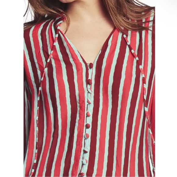 MAAJI STRIPED COVER-UP BUTTON DOWN TUNIC - Picture 3 of 8